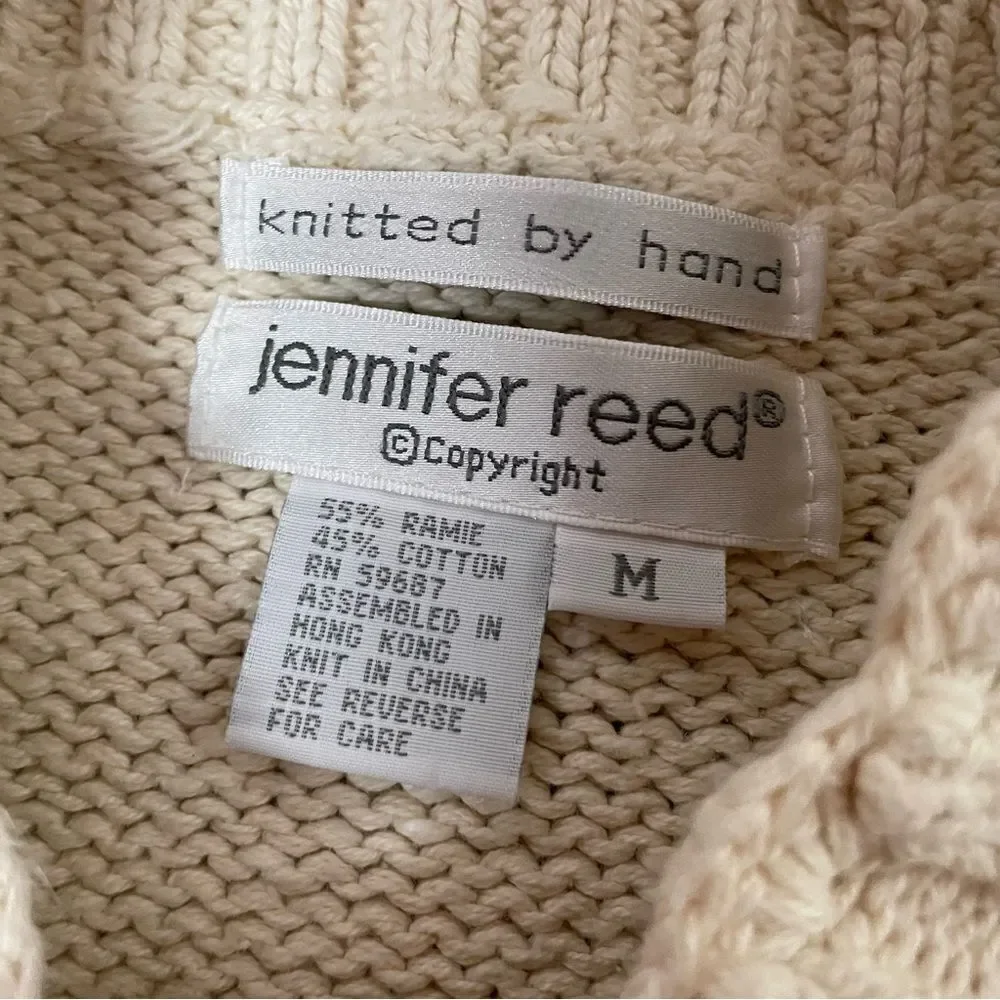 Vintage Jennifer Reed Hand Knit Christmas Grandma Cardigan Sweater‎ Women’s M